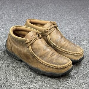 Twisted X Chukka Driving Moc Bomber Brown Leather Shoes Men's Size 4M YDM0001
